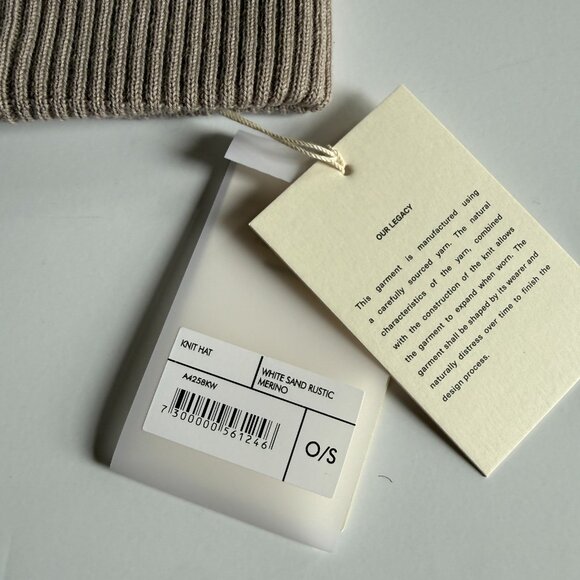 Our Legacy White Sand Rustic Merino Knit Beanie Hat - Fall 2025 - Picture 2 of 4
